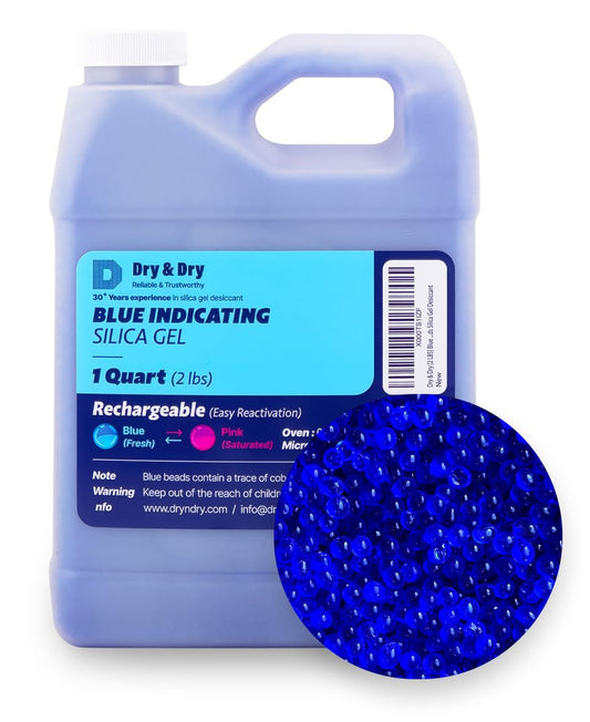 Perlas de Gel de Sílice con Indicador Azul – Dry & Dry | Desecante Reutilizable 2LB
