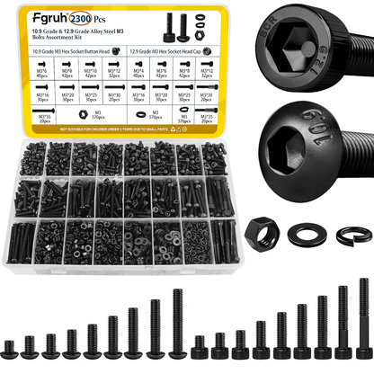 Kit de Tornillos M3 2300 Piezas con Tuercas y Arandelas – Fgruh